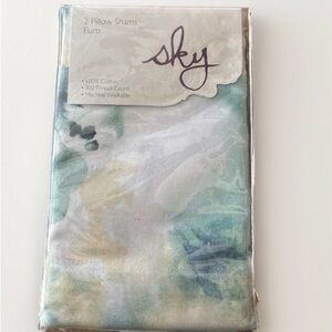 SKY  FREYA INKY FLORAL EURO SHAMS SET OF 2 BLUE FLORAL 300 TC